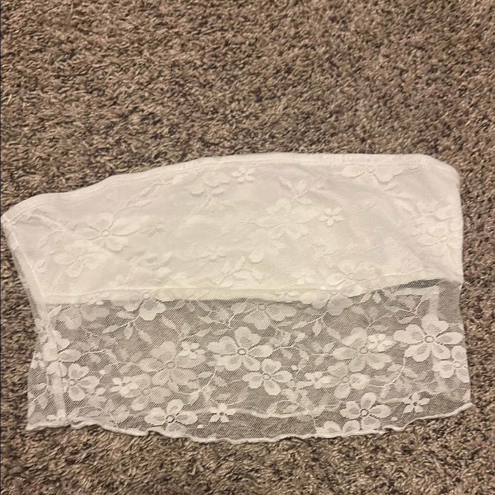 White Lace Floral Tube Top